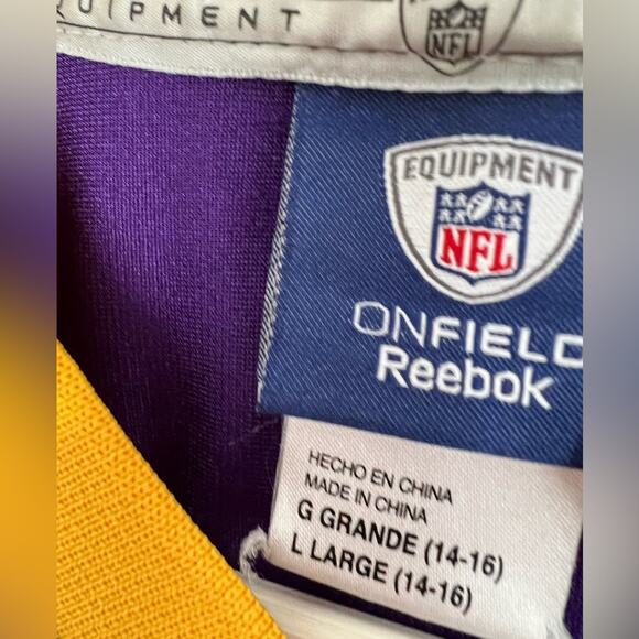 Reebok Minnesota Vikings #28 Adrian Peterson Jersey Youth Large NFL Boys CLEAN - Picture 5 of 5